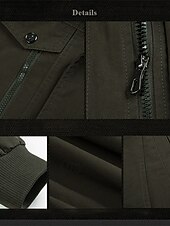 economico Giubbotti Cargo-Per uomo Giacca utility Giacca Cargo Vacanza Quotidiano Resistente all&#039;usura Tasca Primavera Autunno Semplice Moda Classico Collo alla coreana Regolare Nero Cachi Verde militare Giacca
