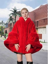 preiswerte Pelzschals-Kunstpelz-Umhänge Elegant warm halten Ärmellos Fledermaus Ärmel Polyester Hochzeit Schals Mit Unifarbe Für Besonderer Anlass Herbst Winter