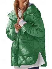 baratos Casacos de penas-Mulheres Casaco de inverno Casaco com capuz Manter Quente Confortável Zíper Bolsos Hem irregular Casual Tecido Férias Casual Roupa Diária Final de semana Longo Com Capuz Normal Manga Longa agasalhos