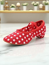 abordables Chaussures de danse d&#039;entraînement-chaussures de danse à imprimé étoile pour femmes - chaussures de danse de salon confortables à talons bas pour la pratique et la performance