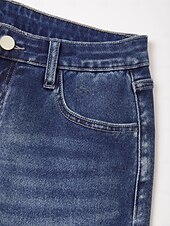 preiswerte Hose-Damen Weiblich Jeans Volle Länge Knöchellang Baumwolle Denim Dehnbar Elegant Lässig Dunkelblau Sommer Herbst Ganzjahresmode S M L