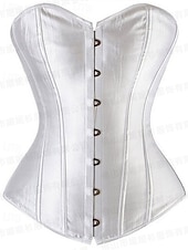 baratos Espartilhos-Mulheres Corset Shapewear Cincher Cintas Corpete Sexy Moda Sensual Cor imaculada Hem irregular Frente Única Férias Rua Encontro Sem Manga ombro frio Preto Branco Primavera Outono Moderno
