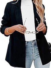 abordables Blazers et Costumes-Femmes Blazer Confortable Boutons Élégant Mode Extérieur Uni Sortir Décontracté Quotidien Week-end Cardigan Régulier Revers Coupe régulière manche longue Vêtements d&#039;extérieur Noir Rouge Marron