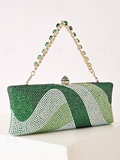 economico Clutch e borsette da sera-pochette da sera in cristallo da donna con tracolla a catena, borsa di lusso con strass in opzioni multicolore, elegante borsa per matrimoni, cocktail party ed eventi formali