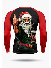 זול חולצות ריצה וטנק טופס-חג המולד בגדי ריקוד גברים חולצת דחיסה טישרט לריצה שרוול ארוך שכבת הבסיס ייבוש מהיר דחיסה טייץ פתילת לחות כושר אמון הדרכה פעילה תרגיל בגדי ספורט לבוש אקטיבי אודם תלתן