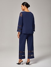 Недорогие Блузки и рубашки-Жен. Мужской Повседневный стиль Сплошной/однотонный цвет Повседневные На каждый день Свидание Прозрачный Темно синий Crewneck Чистый цвет минималист Длинный рукав Рукав 3/4