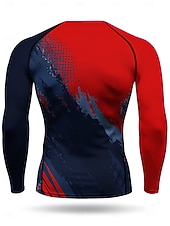 お買い得  ランニングTシャツとタンクトップ-男性用 幾何学模様 抽象的 ランニングＴシャツ アスレチックシャツ ジムシャツ フィットネスシャツ ワークアウトシャツ 夏 春 秋 冬 長袖 UPF 50 UV耐性 UPF50+ ソフト モイスチャーコントロール マウンテンバイク ジムトレーニング ハイキング ウォーキング ジョギング サイクリング ルビーレッド ネービーブルー オレンジ スポーツウェア アクティブウェア