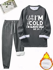 olcso Női pulóverek-Női Meleg Napi Kétrészes szettek Tracksuit Nadrág szettek Hosszú ujj Terített nyak Grafika Szöveg Zsinór Nyomtatott Hétköznapi Napi Fekete Arcpír rózsaszín Medence Ősz Normál