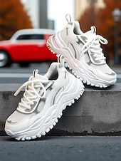 Χαμηλού Κόστους Γυναικεία Sneakers-Γυναικεία ροζ ανακλαστικά αθλητικά παπούτσια με χοντρά άκρα – αθλητικά παπούτσια για πάρτι και νυχτερινή ζωή, για streetwear, χορό και φεστιβάλ