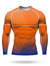 Недорогие Футболки и майки для бега-Муж. Футболка для бега Спортивная рубашка Фитнес-рубашка Рубашка тренировки Беговой верх Длинный рукав Футболка Футболка Лето Весна Осень Зима Геометрический принт UPF 50 Устойчивость к УФ УПФ 50