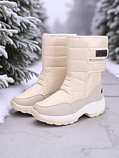 baratos Botas de neve e inverno-botas femininas impermeáveis com tira de velcro, botas de neve de inverno isoladas e confortáveis para clima com neve, esportes ao ar livre e caminhadas