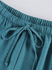 economico gamba larga e vita alta-Per donna Gamba larga Chinos Streetwear Casual Lunghezza intera Vita media Semplice Coulisse Tasca Confortevole Micro-elastico All&#039;aperto Vacanza Streetwear Rosso scuro azzurro cielo Nero Bianco