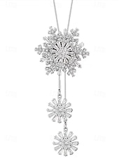 Χαμηλού Κόστους Χριστουγεννιάτικα αξεσουάρ-Γυναικείο κολιέ με κρεμαστό κόσμημα σε σχήμα χιονονιφάδας – κομψό κόσμημα με μακριά αλυσίδα και κρυστάλλινες λεπτομέρειες για κυρίες, χειμερινή μόδα και χριστουγεννιάτικο δώρο