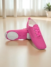 cheap Practice Dance Shoes-Women's Green Canvas Lace-Up Jazz Shoes - Lightweight Soft Sole Dance Sneakers for Practice and Stage Performance