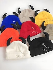 halpa Halloween-asusteet-unisex halloween-paholaisen sarvineulepipo – goottilainen punk-kallomyssy hakaneulalla ja rengaskorjauksilla miehille ja naisille, juhla-asu