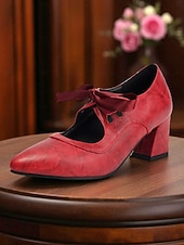 Χαμηλού Κόστους Ρετρό στυλ της δεκαετίας του 1950-Γυναικεία μαύρα τακούνια Mary Jane σε στιλ δεκαετίας του 1950 με φιόγκο – ρετρό γόβες με χοντρό τακούνι για καθημερινή vintage εμφάνιση και swing χορό