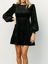 ieftine Rochii Party-Pentru femei Rochie Mini Rochie de catifea Rochie de Cocktail Rochii Peplum Elegant Modă Modern Petrecere Serată Dată Fit regulat Simplu Manșon Lung Stil Nautic Negru Roșu Vin Verde Militar Maro
