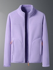 olcso Béléses fleece dzsekik-Női Sherpa kabát Kényelmes Légáteresztő Cipzár Zseb Alkalmi Sima Vakáció Utca Hétköznapi Hétköznapi viselet Cipzár Szokványos Állógallér Normál Hosszú ujj Felsőruházat Fehér Arcpír rózsaszín Bíbor