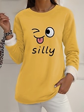 abordables Sweatshirts en polaire-Pull-over pour femme, sweat-shirt graphique, chaud, décontracté, duveteux, manches longues, col rond, régulier, streetwear, décontracté, jaune, rose, rose foncé, bleu, gris, printemps, automne, hiver