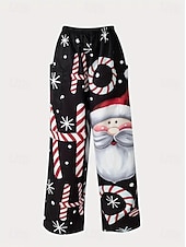 economico gamba larga e vita alta-Per donna Gamba larga Chinos Essenziale Casual Lunghezza intera Vita AltaPantsNatale Grafico Babbo Natale Astratto Fascia Elastica Inelastico Formale Vacanza Streetwear Rosa chiaro Marrone scuro
