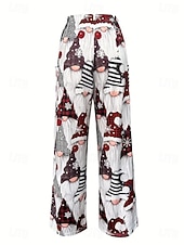 economico gamba larga e vita alta-Per donna Gamba larga Chinos Essenziale Casual Lunghezza intera Vita AltaPantsNatale Grafico Babbo Natale Astratto Fascia Elastica Inelastico Formale Vacanza Streetwear Rosa chiaro Marrone scuro