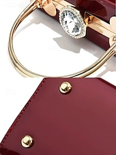Women's Burgundy Patent Leather Evening Handbag with Gold Handle, Vintage Gatsby Style Purse for Cocktail Parties, Weddings and Formal Events cheap Clutches & Evening Bags-Women's Burgundy Patent Leather Evening Handbag with Gold Handle, Vintage Gatsby Style Purse for Cocktail Parties, Weddings and Formal Events
