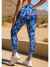 economico Leggings e collant da yoga-Per donna leggings da pilates Pantaloni fitness Leggings da palestra Tasche Bollo Tasche Laterali Pilates Palestra Allenamento in Palestra Pantaloni Collant Leggings Grafico Leopardato grigio