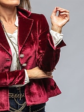 tanie Marynarki i garnitury-Damskie Marynarka Aksamitne marynarki Wygodny Kieszeń Guziki Elegancja Moda Na zewnątrz Równina Wyjściowe Codzienne Weekend Guziki jednorzędowe Regularny Klapa Regularny Długi rękaw Odzież wierzchnia