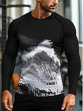 Недорогие Футболки и майки для бега-Муж. Футболка для бега Спортивная рубашка Фитнес-рубашка Рубашка тренировки Беговой верх Длинный рукав Футболка Футболка Абстракция UPF 50 Устойчивость к УФ Мягкий Впитывает пот и влагу