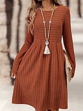 Dames Mini-jurk Casual jurk Modern Buiten Vakantie Dagelijks Normale pasvorm Effen Lange mouw Strakke ronde hals Zwart Marineblauw Donkergroen Oranje Lente Herfst voordelige Trui Jurken-Dames Mini-jurk Casual jurk Modern Buiten Vakantie Dagelijks Normale pasvorm Effen Lange mouw Strakke ronde hals Zwart Marineblauw Donkergroen Oranje Lente Herfst