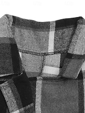 billiga Väst-Dam Väst Bekväm Ficka Klassisk Ledigt Rutig Semester Gata Ledigt Utekväll Lång Nedvikt Normal Ärmlös Ytterkläder Ljusgrå Höst Vinter