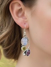 Недорогие Женская серьга-Женские серьги-подвески из лунного камня с винтажным серебряным дизайном, элегантные украшения в стиле бохо для вечеринок, свадеб и повседневной носки