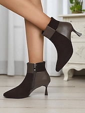 abordables Bottines-Bottines à talons aiguilles et bout pointu en similicuir suédé pour femme - bottines de style chic pour le bureau, les dîners &amp;mode d&#039;automne