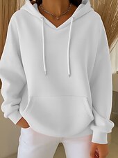 abordables Hauts Simples-Femmes Sweat à capuche Uni Occasionnel manche longue À capuche Hauts Réguliers Tenue de soirée Rue Tenue Quotidienne Blanche Rose Claire Bleu Violet Vert Printemps Automne Hiver