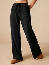 economico gamba larga e vita alta-Per donna Culotte Gamba Larga Gamba larga Chinos Vacanza Vintage Streetwear Lunghezza intera Vita media Semplice Tasca Design con Coulisse Elastica Comodo Micro-elastico Alta elasticità All&#039;aperto