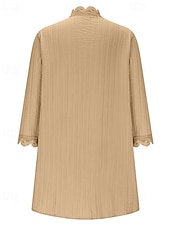 tanie Otwarte kardigany-Damskie Sweter Sweter rozpinany Moda miejska Codzienny Jednokolorowe W serek Dzianiny Rękaw 3/4 Zwykłe topy Robić na drutach Święto Wyjściowe Weekend Czerwone wino Czarny Wiosna Jesień