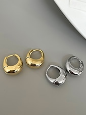 levne Dámská náušnice-Dámské mohutné kruhové náušnice - klasické pozlacené stříbrné kulaté náušnice, minimalistické šperky pro každodenní nošení, do práce a na večírky