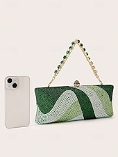 economico Clutch e borsette da sera-pochette da sera in cristallo da donna con tracolla a catena, borsa di lusso con strass in opzioni multicolore, elegante borsa per matrimoni, cocktail party ed eventi formali