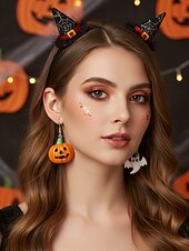 رخيصةأون إكسسوارات الهالوين-أقراط نسائية على شكل قرع وشبح الهالوين - أقراط متدلية لطيفة من الأكريليك لحفلات الهالوين