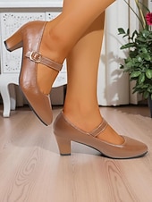 economico Scarpe Mary Jane-décolleté Mary Jane nere classiche da donna anni '50 con cinturino alla caviglia, eleganti scarpe con tacco a blocco per ufficio, feste e uso quotidiano