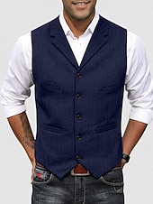 economico Gilet da uomo-Per uomo Gilet in tweed Gilet Formale Matrimonio Vacanza Casuale Vintage Moda Primavera Autunno Tasca Bottoni Poliestere Tweed Confortevole Semplice Spina di Pesce Monopetto Scollo a V Con intaglio