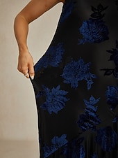 abordables Robe de cocktail-Femmes Robe maxi Robe fourreau Robe Trompette Sirène Robe trapèze Robe moulante Élégant Formel cocktail Soirée robe demoiselle d honneur Coupe régulière Fleuri Sans manches Col ras du cou bleu marine