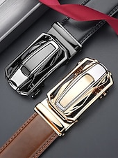 Herrebelte i ekte skinn med bilspenne – luksuriøst automatisk skrallebelte til dress for forretnings-, fritids- og formell bruk billige Belter for menn-Herrebelte i ekte skinn med bilspenne – luksuriøst automatisk skrallebelte til dress for forretnings-, fritids- og formell bruk