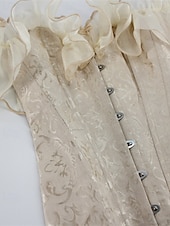 Χαμηλού Κόστους Κορσέδες-Γυναικεία Κορσέδες Shapewear Μέσης Cincher Διαμορφωτικός Ρουχισμός Σέξι κορσέ Σέξι Γλυκός Μονόχρωμες Σουρωτά Εξώπλατο Διακοπές Δρόμος Ημερομηνία Αμάνικο Κορσές Μαύρο Λευκό Μπεζ Άνοιξη Φθινόπωρο