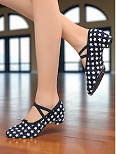 abordables Chaussures de danse d&#039;entraînement-chaussures de danse à imprimé étoile pour femmes - chaussures de danse de salon confortables à talons bas pour la pratique et la performance