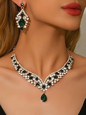 Недорогие Женское ожерелье-Женский комплект из фиолетового ожерелья и серег со стразами — блестящие винтажные украшения для вечеринок в стиле Гэтсби, бальных танцев и официальных вечеров