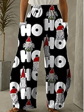 economico gamba larga e vita alta-Per donna Gamba larga Chinos Essenziale Casual Lunghezza intera Vita AltaPantsNatale Grafico Babbo Natale Astratto Fascia Elastica Inelastico Formale Vacanza Streetwear Rosa chiaro Marrone scuro