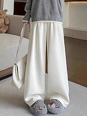 economico gamba larga e vita alta-Per donna Pantaloni in Pile Gamba larga Pantaloni Moda Streetwear Lunghezza intera Vita Alta Semplice Elastico in vita Lavorato a maglia Caldo Confortevole Micro-elastico Streetwear Abbigliamento