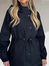 baratos Parka Casual-Mulheres Casaco de inverno Casaco com capuz Manter Quente Confortável Zíper Bolsos Casual Tecido Férias Roupa Diária Para Noite Final de semana Padrão Com Capuz Normal Manga Longa agasalhos Azul