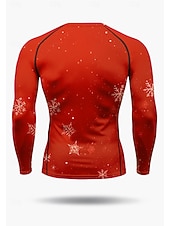 お買い得  ランニングTシャツとタンクトップ-クリスマス 男性用 コンプレッション・シャツ ランニングＴシャツ 長袖 ベース層 速乾性 ビデオ圧縮 パワーフレックス 吸汗性 ジムトレーニング アクティブトレーニング 運動 スポーツウェア アクティブウェア ルビーレッド